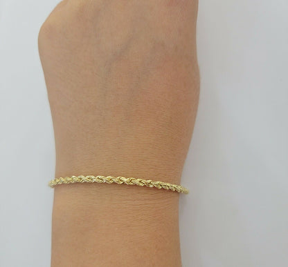 Solid 10k Yellow Gold Rope bracelet 7" 7.5" 8" 8.5" 9" Men Women 3mm- 9mm REAL