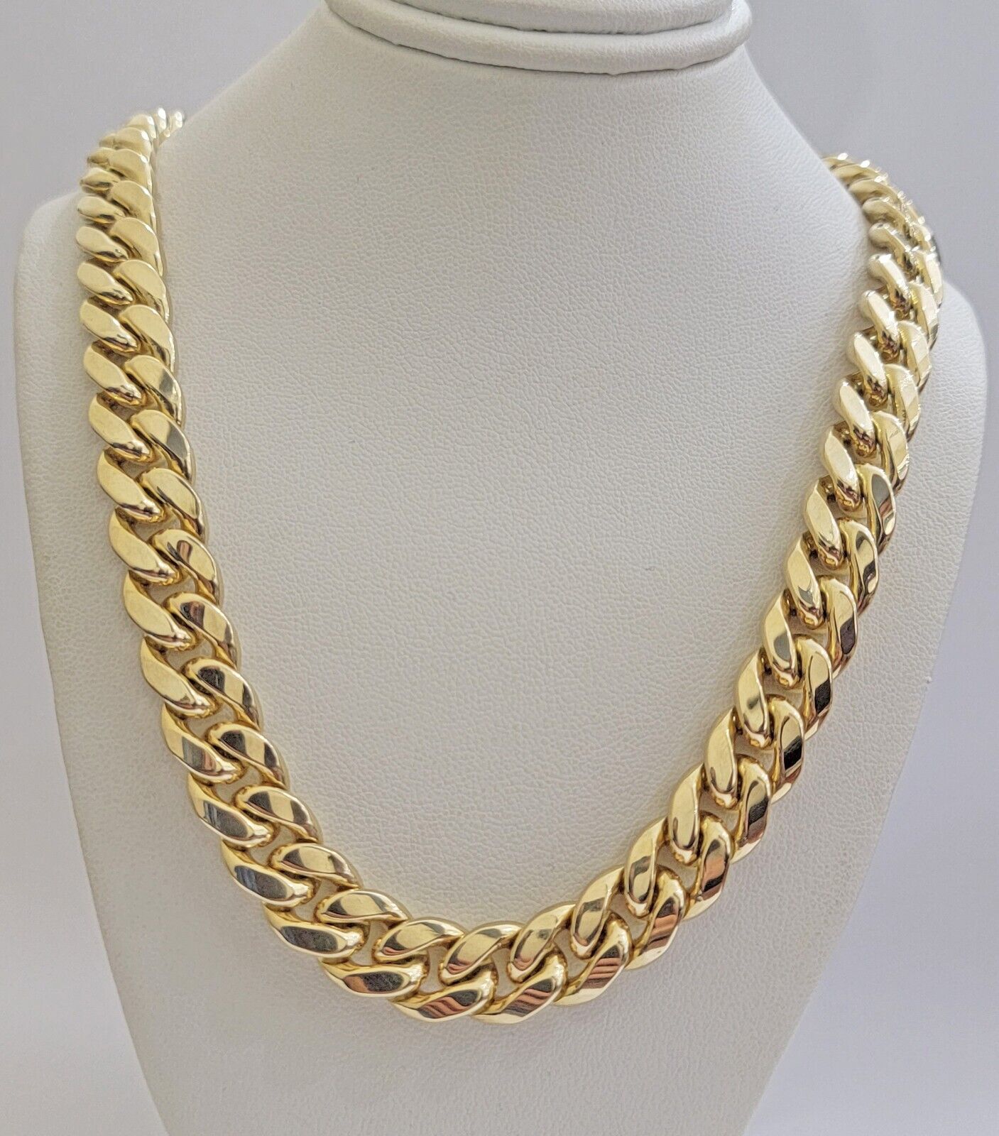 10k Yellow Gold Chain 12mm Miami Cuban Link Necklace 20"-30" Real 10kt Box Clasp