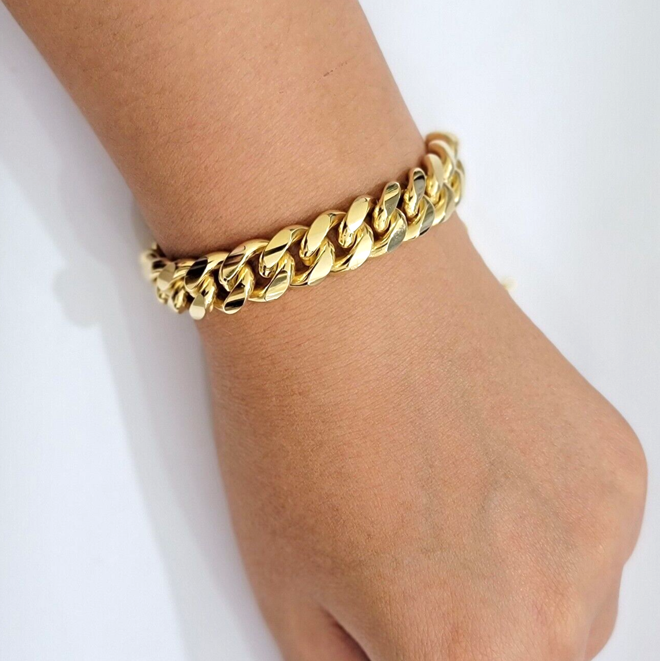 Solid 10k Gold Bracelet 12mm Miami Cuban Link 9 Inch Box Clasp Mens REAL 10KT