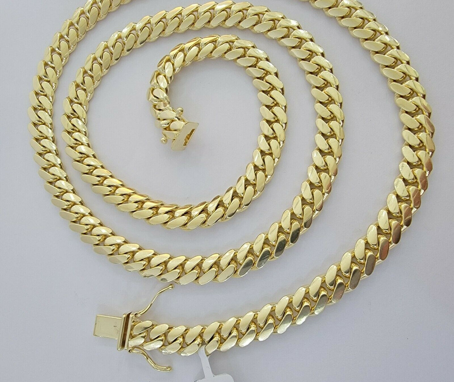 Solid 10k Gold Chain Miami Cuban Link Necklace 7mm 22"10kt Yellow Gold Mens REAL