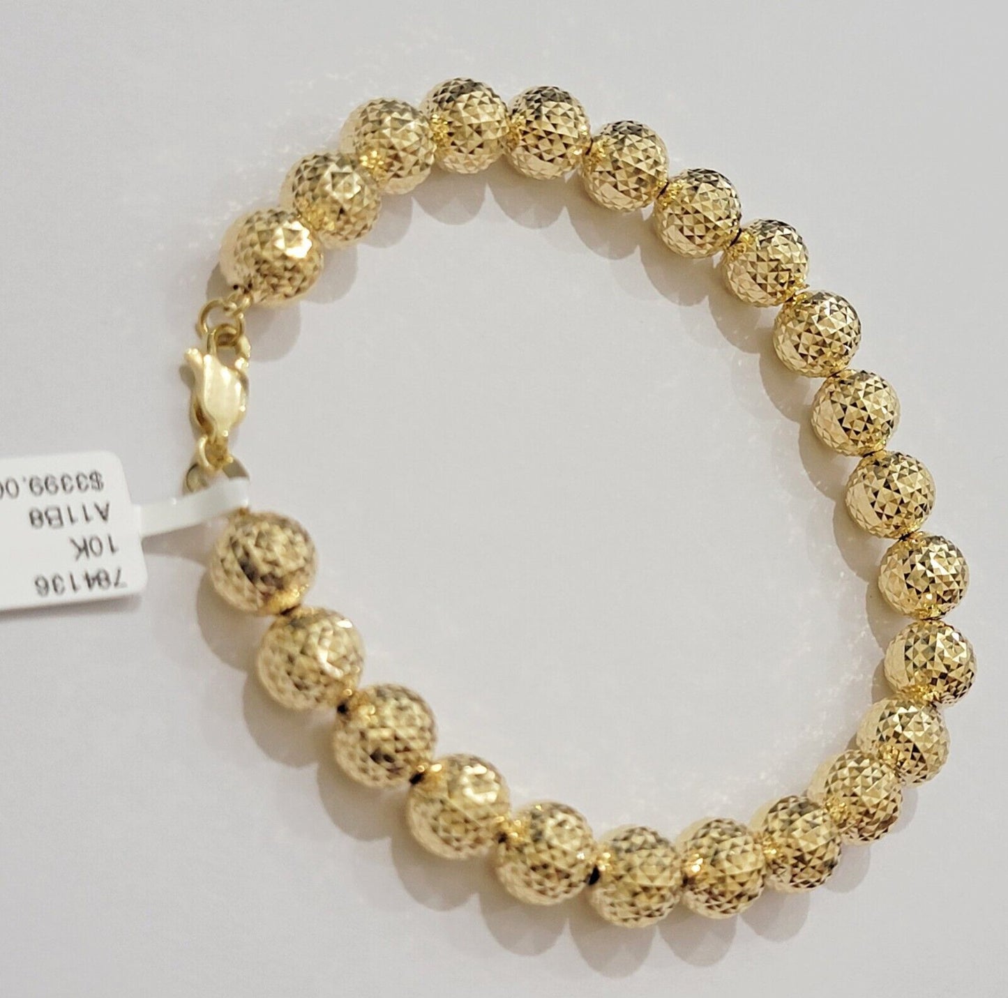 10k Yellow Gold Bracelet Moon Cut Diamond cuts 9 Inch 9mm Tennis, Men Women REAL