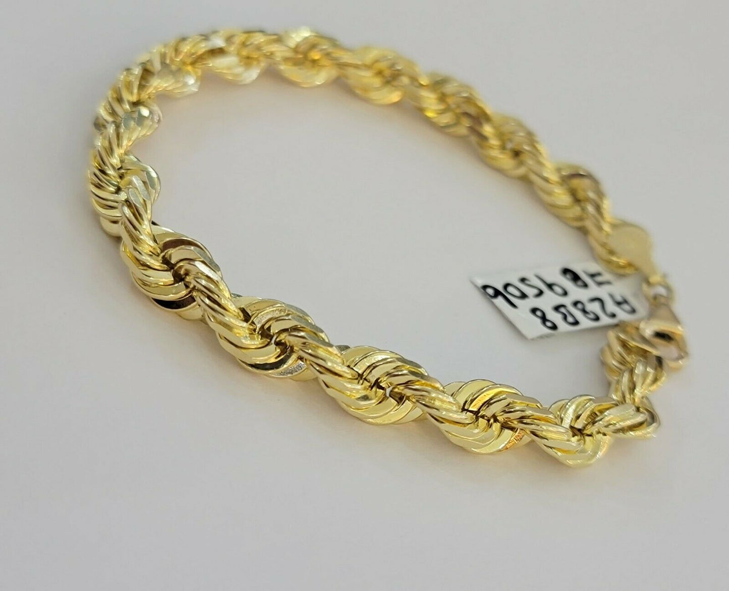 Solid 10k Real Gold Rope Bracelet 7mm 8" Inch 10kt Yellow Gold STRONG & HEAVY