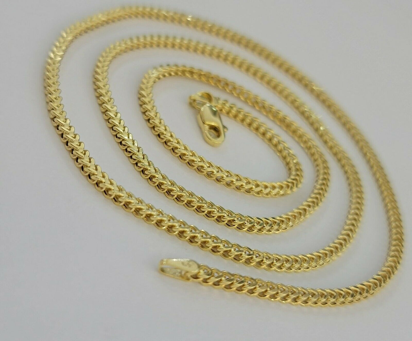 Real 10k Yellow Gold chain Franco 16-26" Necklace 2.5mm STRONG CHAIN For Pendant