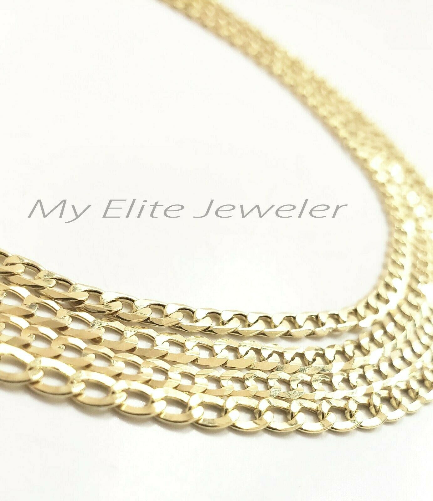 10K Gold Cuban Link Curb Chain Length 18" 20" 22 24" Inch 3mm Necklace Men Women