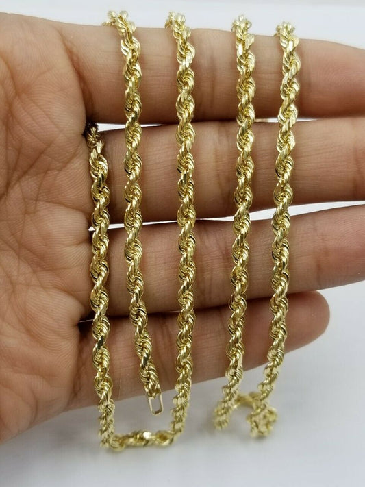 3mm SOLID 10k yellow Gold Rope Chain 16"-26" Inch HEAVY Necklace Men Women REAL