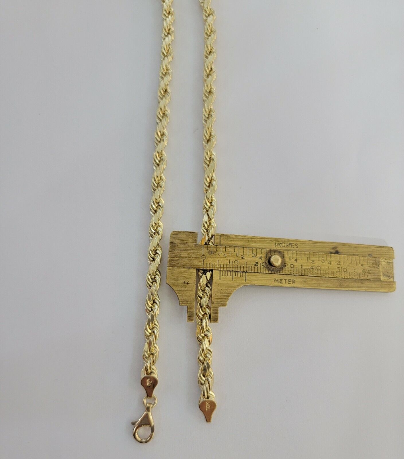 Rope Edge Photo & Initial Charms Necklace 10K Yellow Gold 18