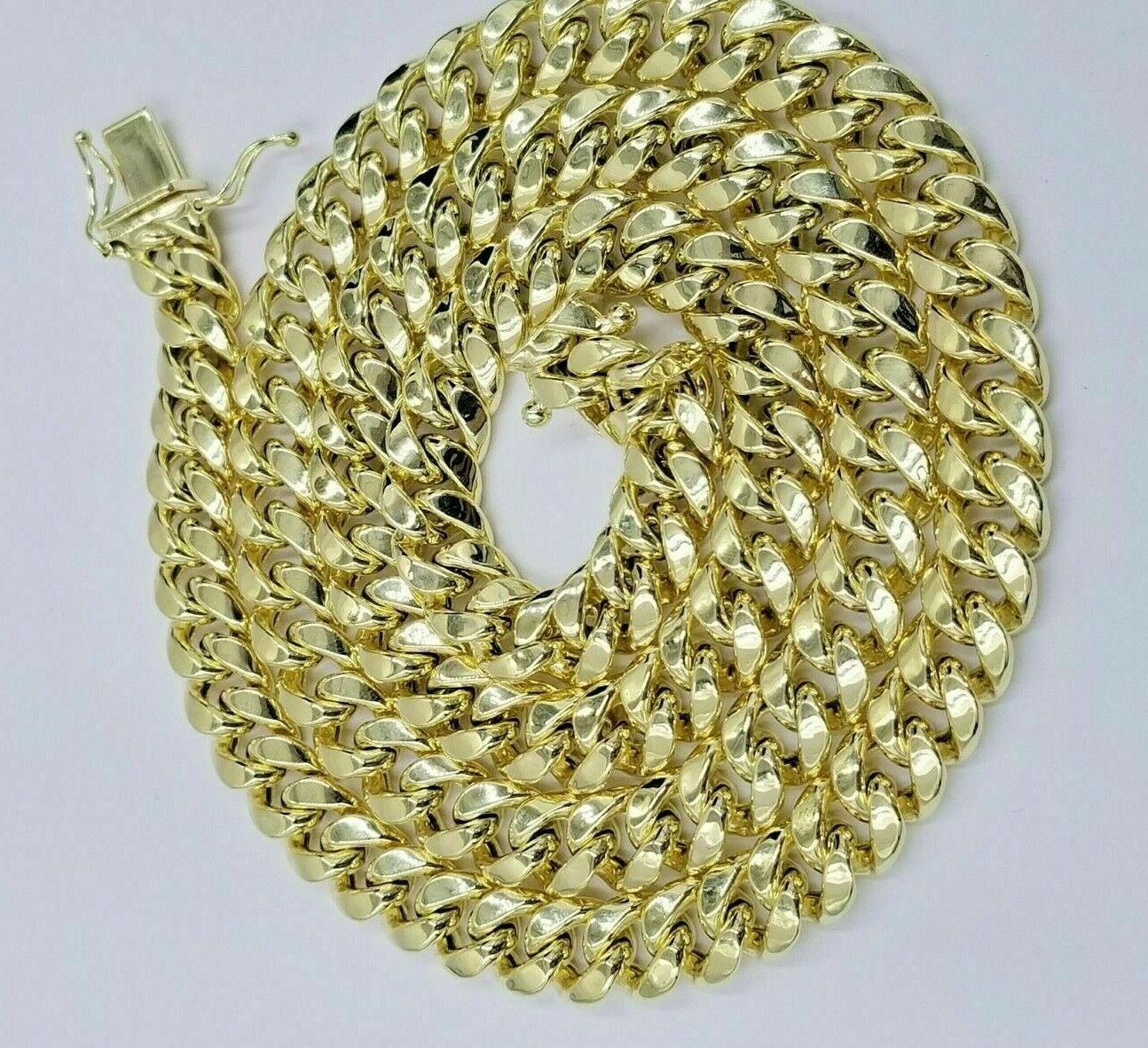 Real 10K Yellow Gold Miami Cuban Link Chain 8mm 22" Box Lock Necklace Men Women