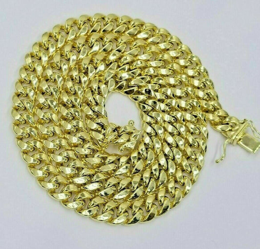 Real 10K Yellow Gold Miami Cuban Link Chain 8mm 22" Box Lock Necklace Men Women