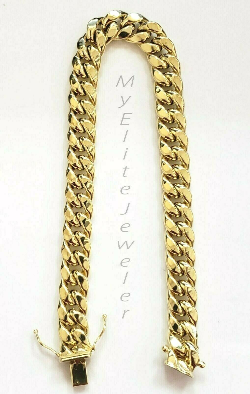 10k Yellow Gold Bracelet Men's cuban Link 7.5" 9mm Thick Box clasp Strong Link