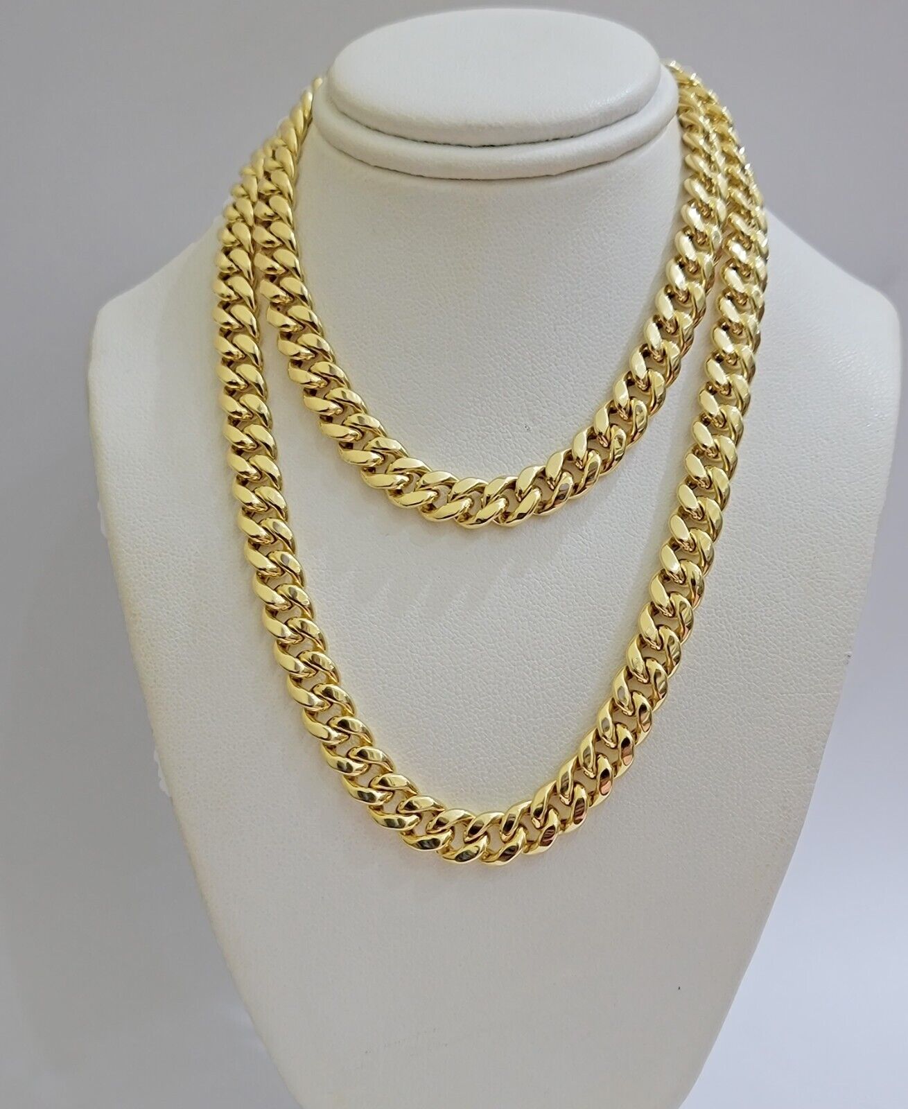 Miami Cuban Link Chain 18 Inch Necklace REAL 10k Yellow Gold 8mm Mens Women 10KT