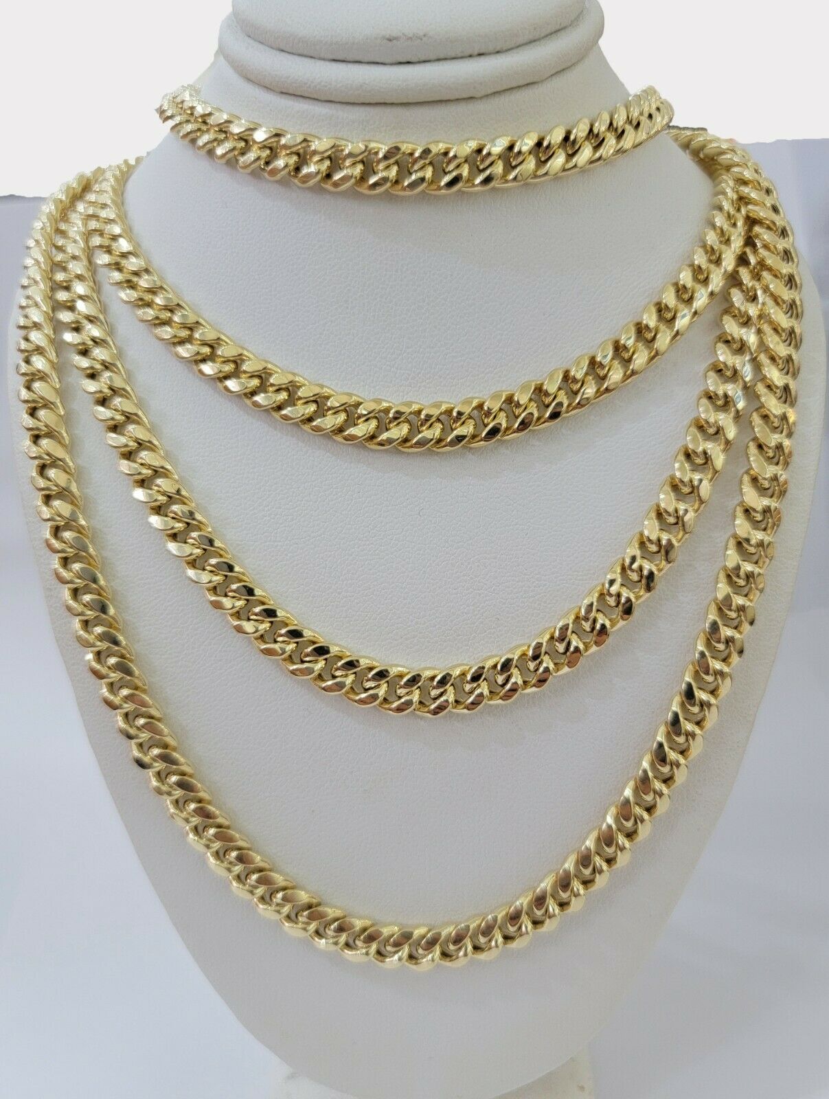 Real Gold Miami Cuban chain Necklace 7mm 22 Inch Lobster ,Men's 10kt Yellow Gold