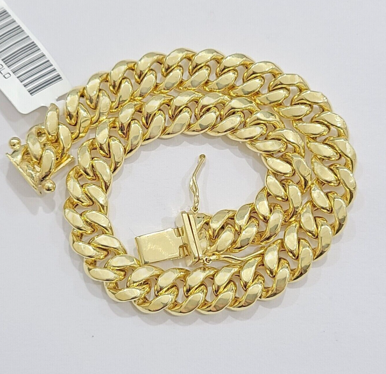 Real 14k Gold Bracelet 9 inch 8mm Miami Cuban Link Box Clasp Strong 14kt , Men's