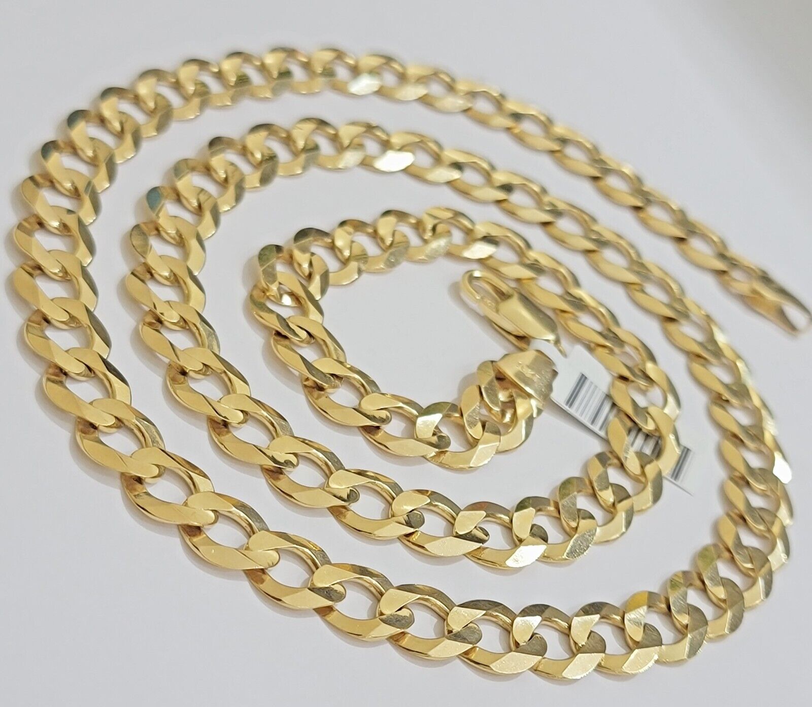 Solid 9mm 10k Gold Chain Cuban Curb Link Necklace 22