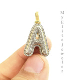 Men's Ladies Solid 10k 0.31CT Initial " A " Diamond Pendant Yellow Gold Alphabet