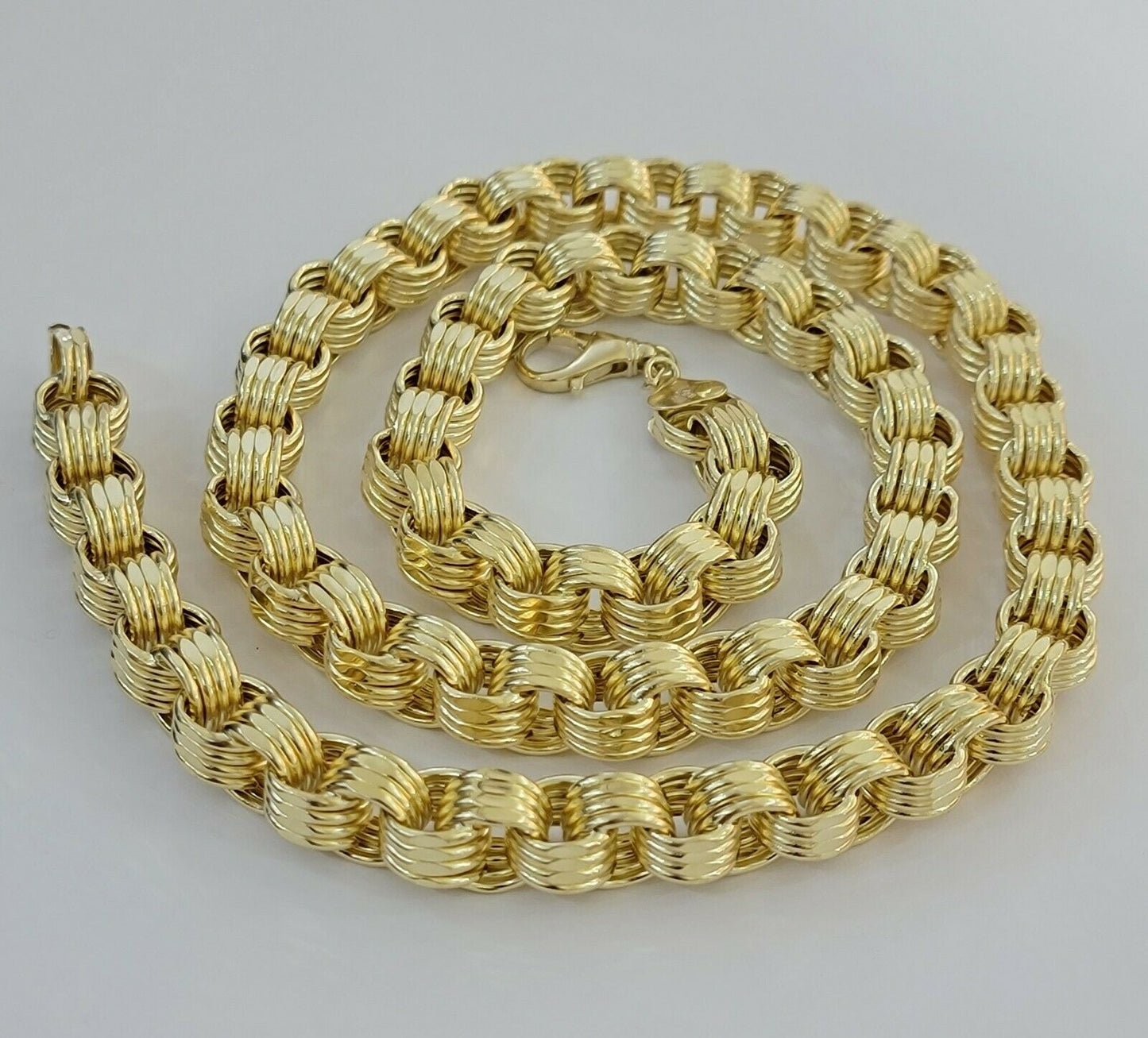 Mens Byzantine Chain 10k Gold Necklace 9mm 22" 24" 26" 28" 30" 10kt Yellow Gold