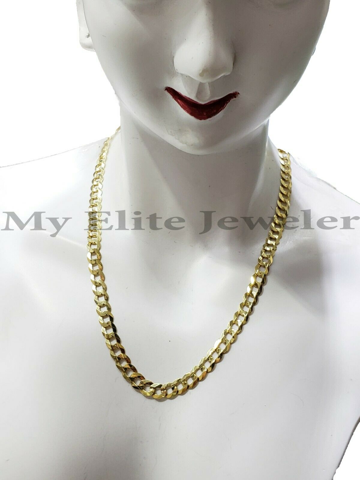 Solid 14k Yellow Gold Ladies Necklace 16 Inch Cuban Curb Link Chain 3.5 MM Women