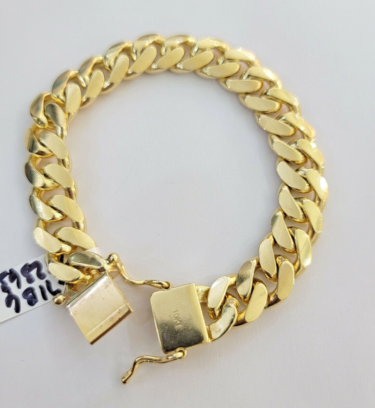 10k Gold Bracelet 8 Inch Miami Cuban Link 13mm Men's Real 10KT Yellow Gold SOLID