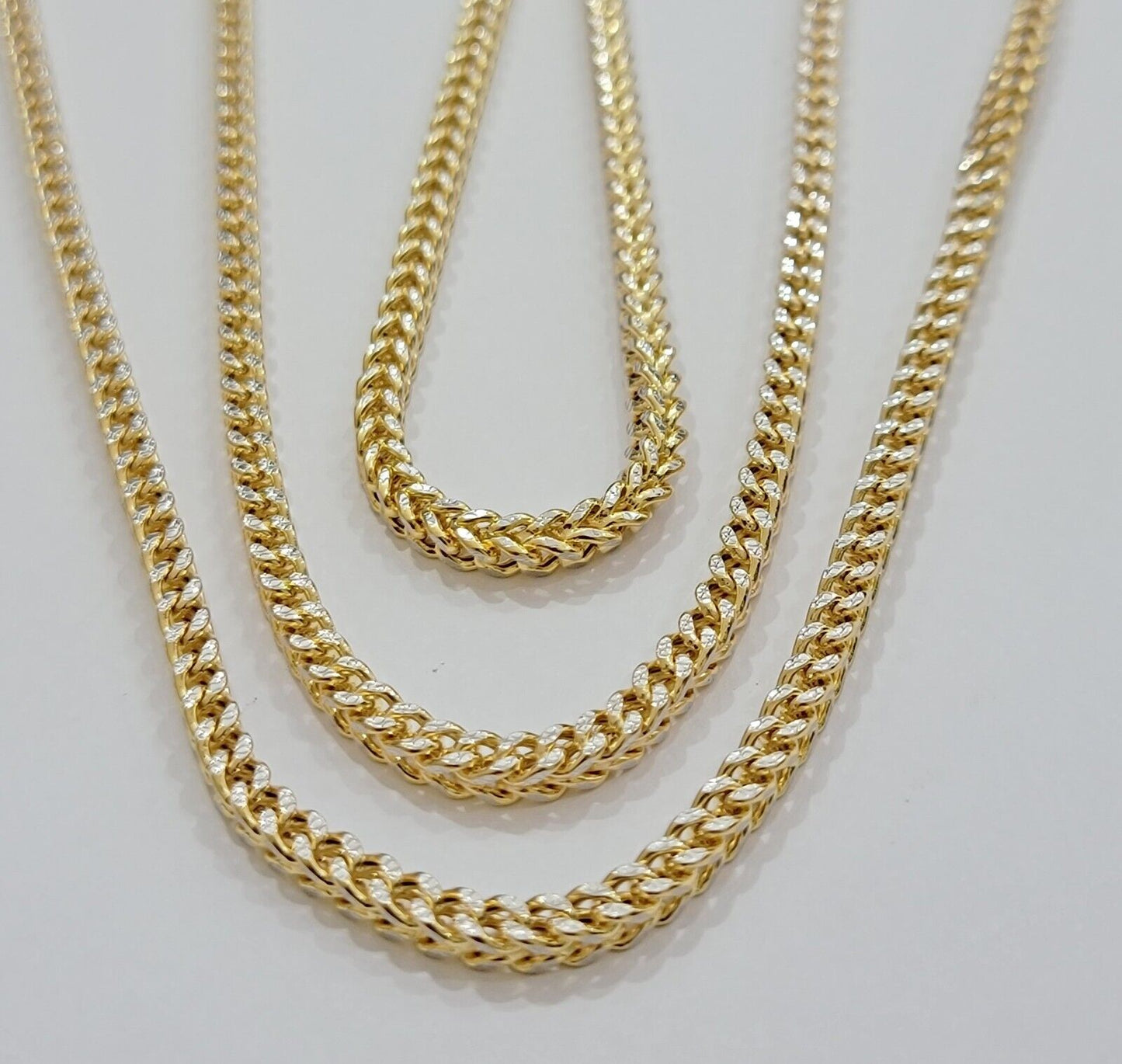 Real 14k Gold Chain Franco 3.5mm Necklace Diamond Cut 20" Short 14kt Yellow Gold