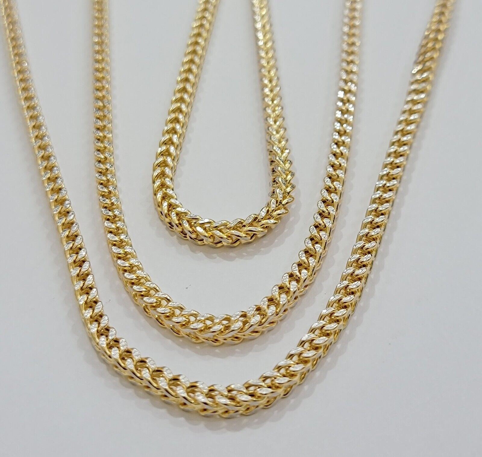 Real 14k Gold Chain Franco 3.5mm Necklace Diamond Cut 20" Short 14kt Yellow Gold