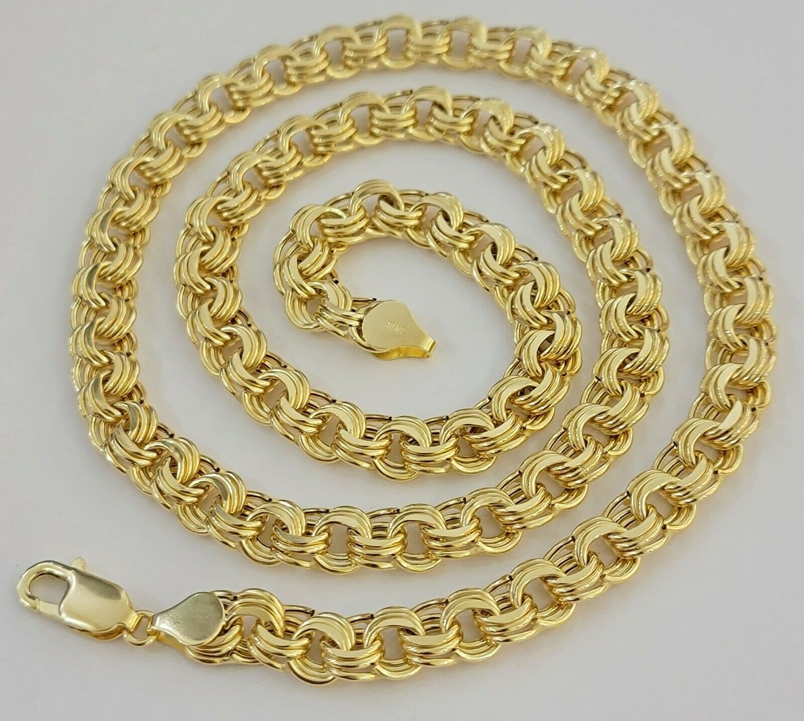 Mens Real Gold Necklace Chino Chain 10k Yellow Gold Chino 8mm 22" Lobster Clasp