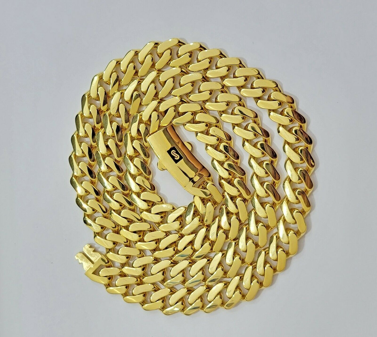 10k Gold Chain Miami Cuban Royal Link 8.5 mm 24" Shiny Plain Necklace, REAL 10KT