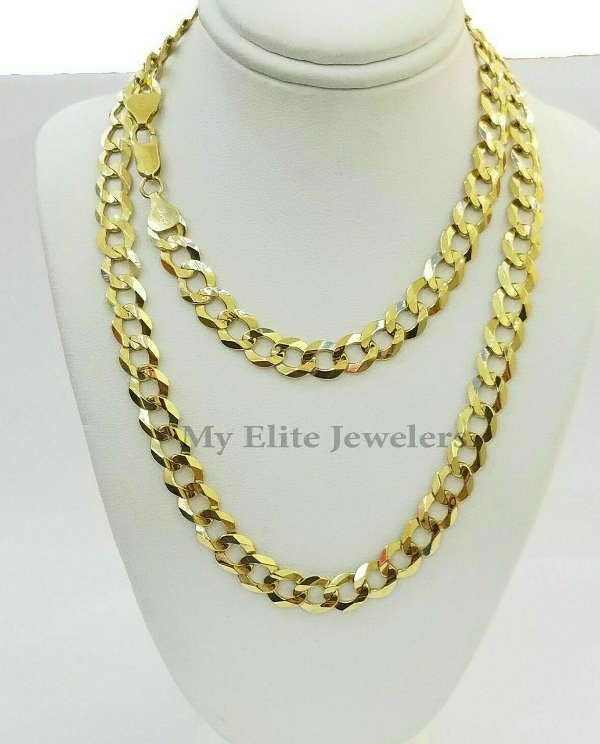 Real 14k Gold Chain Solid Cuban Curb Link Bracelet Necklace 3mm-10mm 7