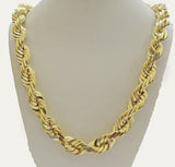 14mm Solid 10k Yellow Gold Rope Chain Necklace 28" Mens Thick & Heavy Shiny REAL