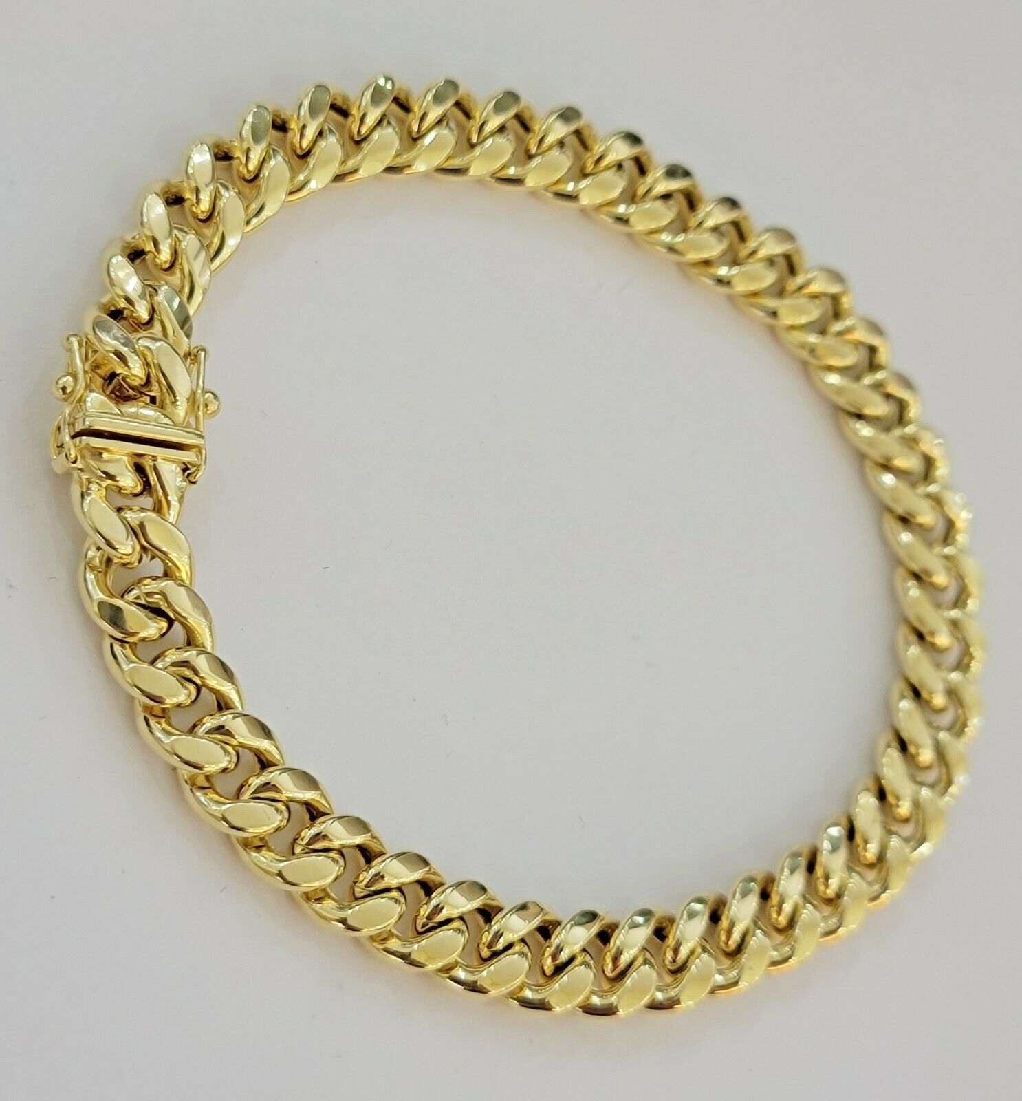 Men's 10K Yellow Gold miami Cuban Link Bracelet 9 mm 9 Inch long Box Lock ,REAL