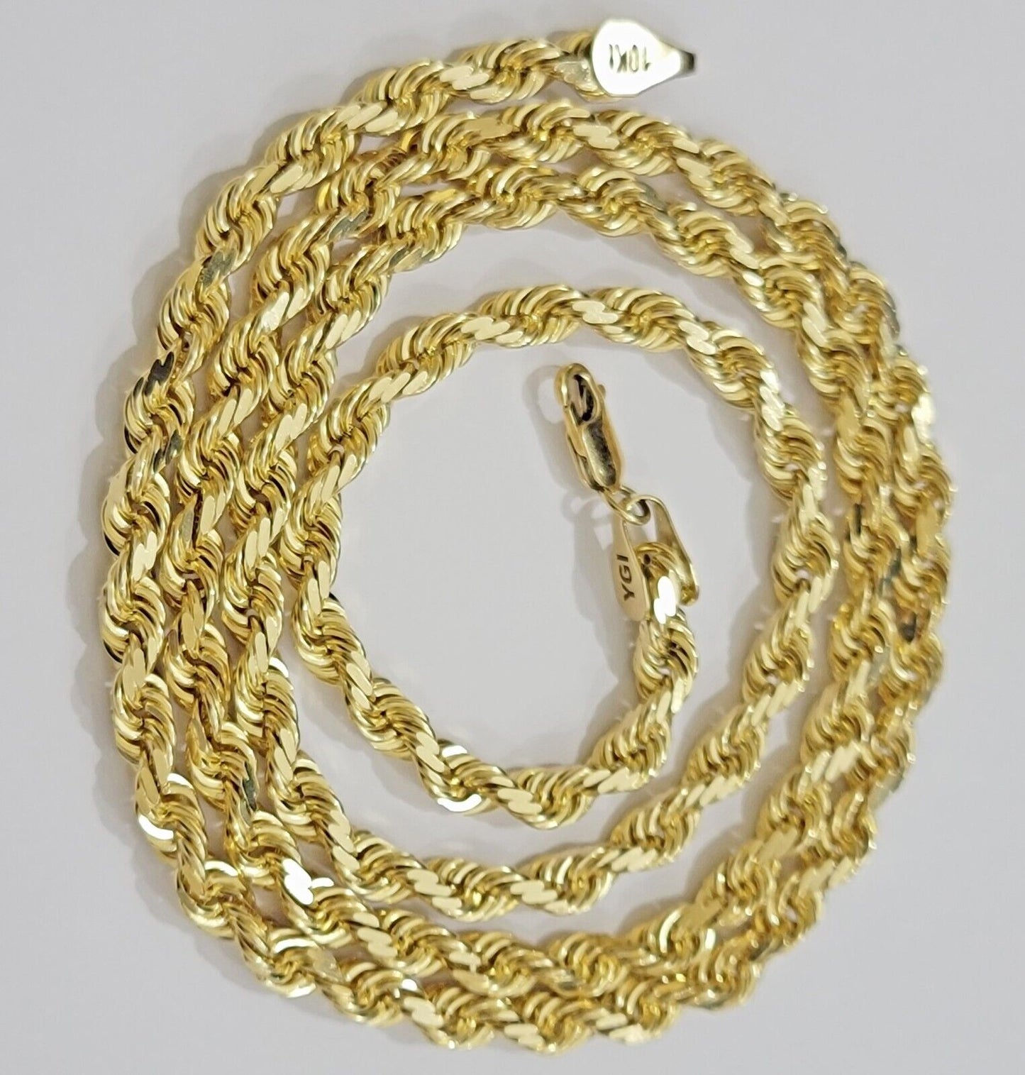 6mm Rope Chain Necklace 10k Yellow Gold Solid 22" Dimond Cut GURANTEED REAL GOLD