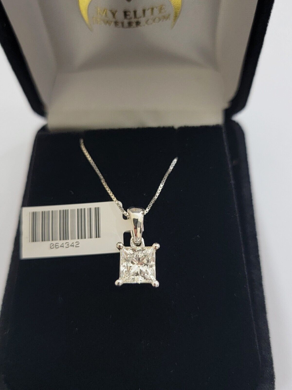 Real Ladies Diamond Solitaire Pendant 2CT 14k White Gold Princess Cut Lab-made