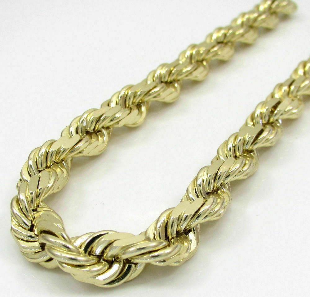 26" 10k Gold Rope Necklace 7mm Men's Chain Diamond Cuts Lobster 10KT  REAL GOLD