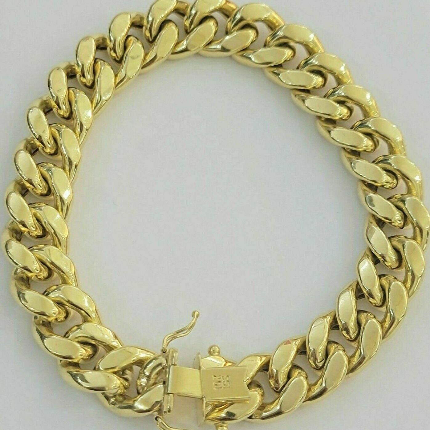 Real 10k Gold Mens Bracelet Miami Cuban Link 9" 15mm Box clasp Thick Strong 10kt