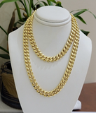 14k Yellow Gold Chain 22 Inch 8mm Miami Cuban Link  Men Women Necklace REAL 14KT