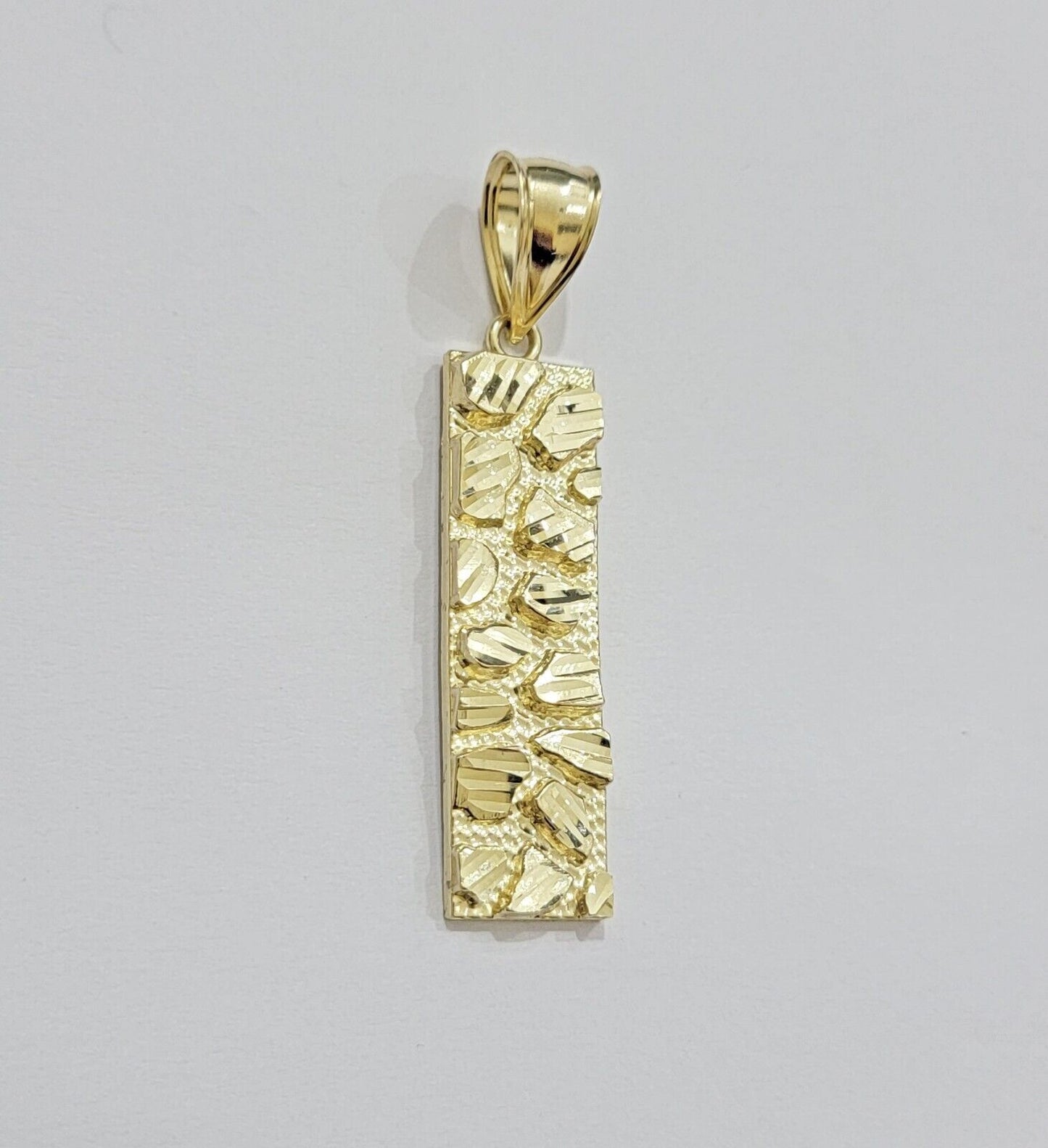 10k Yellow Gold Charm Nugget Bar Mens Pendant REAL 10KT