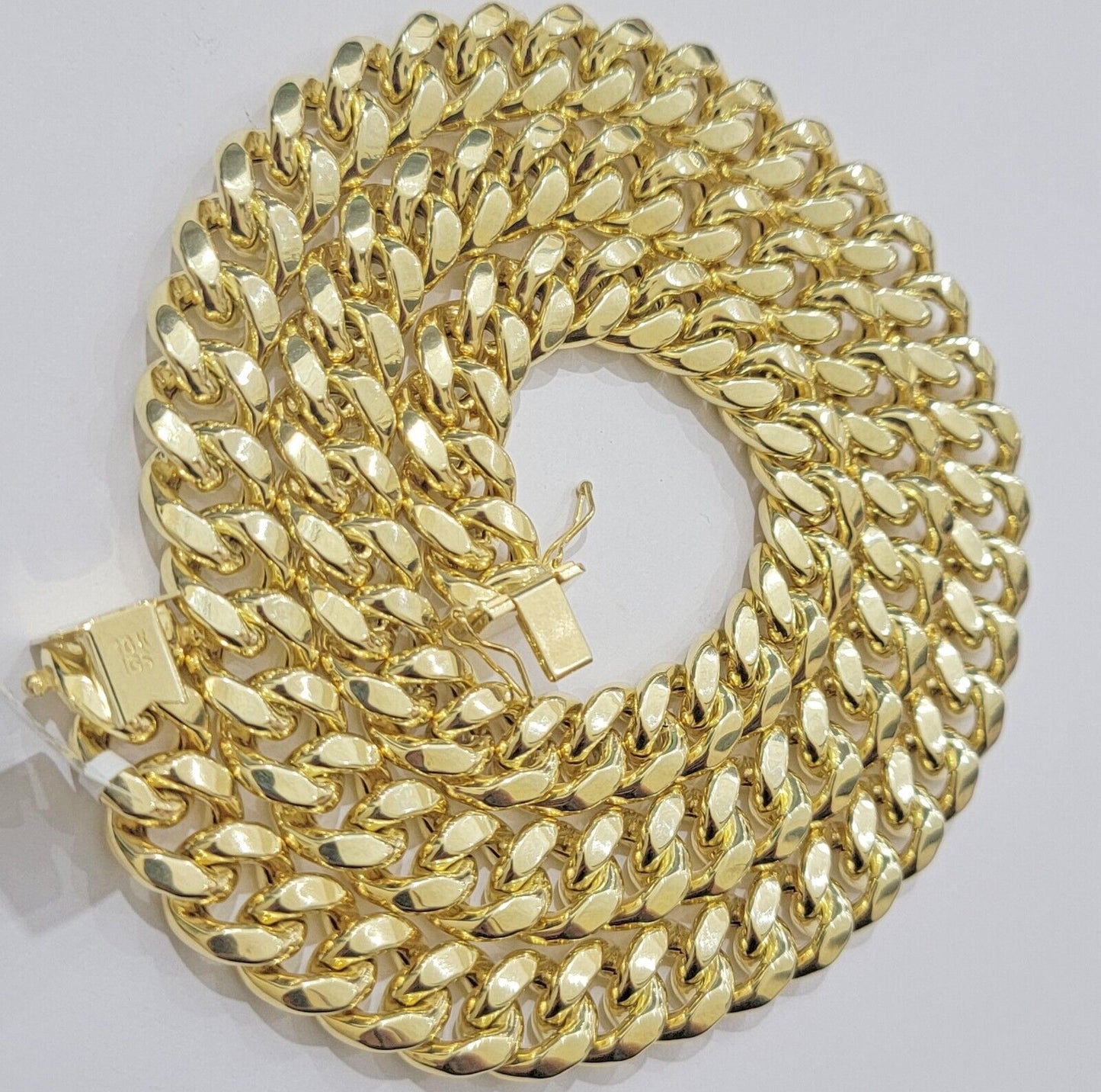 12mm Cuban Link Chain 10k Yellow Gold Mens Necklace 26" Box Clasp Real 10KT SALE