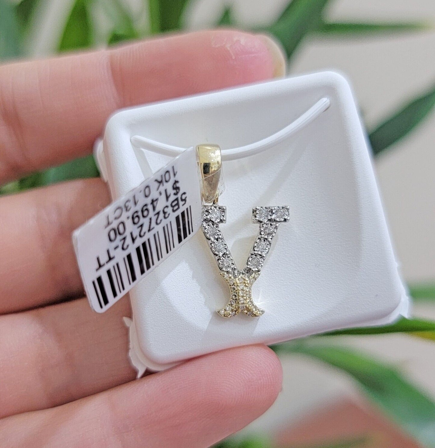 10k Gold Pendant Initial Charm Natural Diamond A-Z Alphabet 10K Yellow Gold REAL