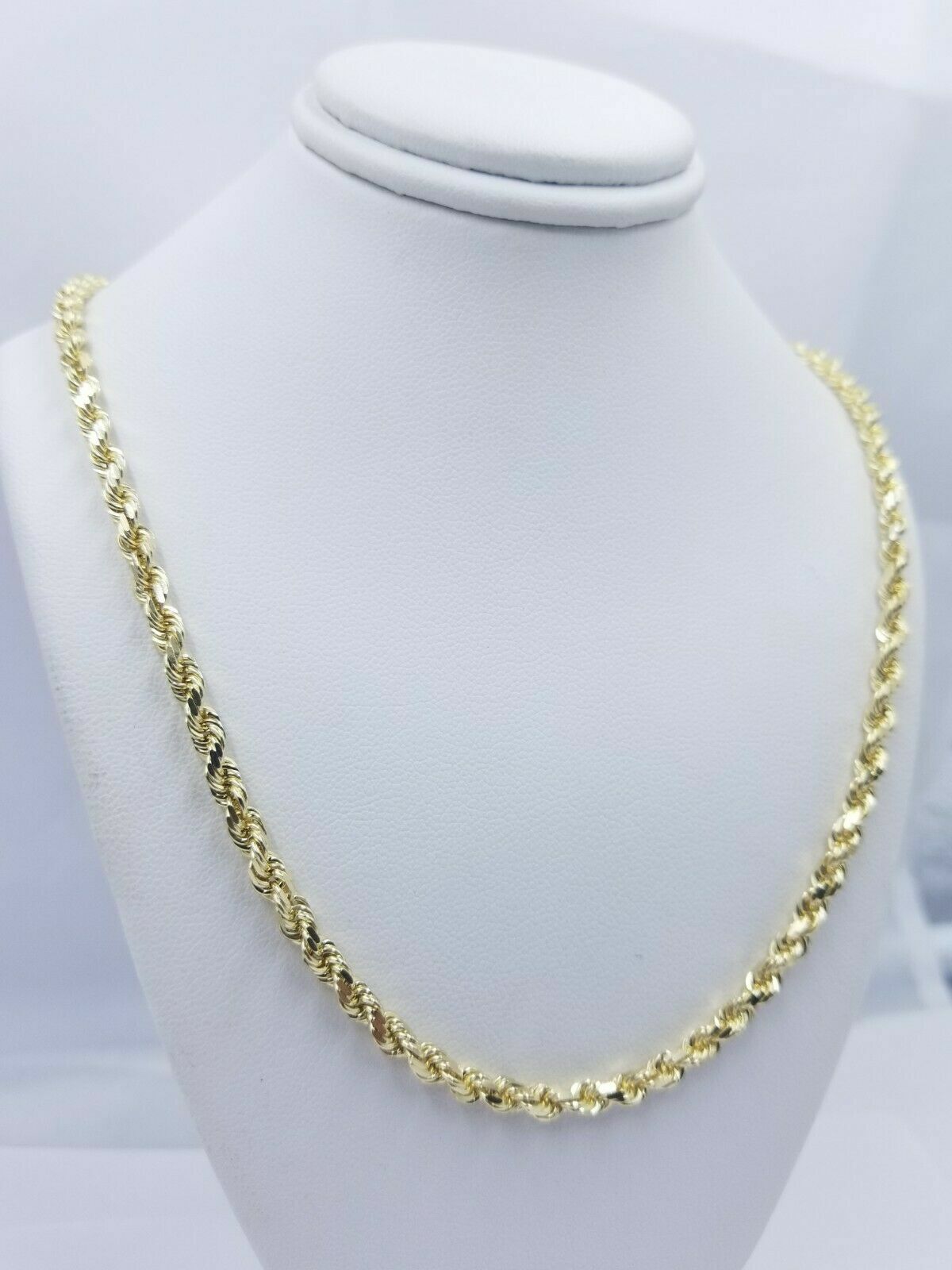 10k Yellow Gold Rope Chain Necklace 18"-30" Men Women 4mm-10mm Real Gold Hollow