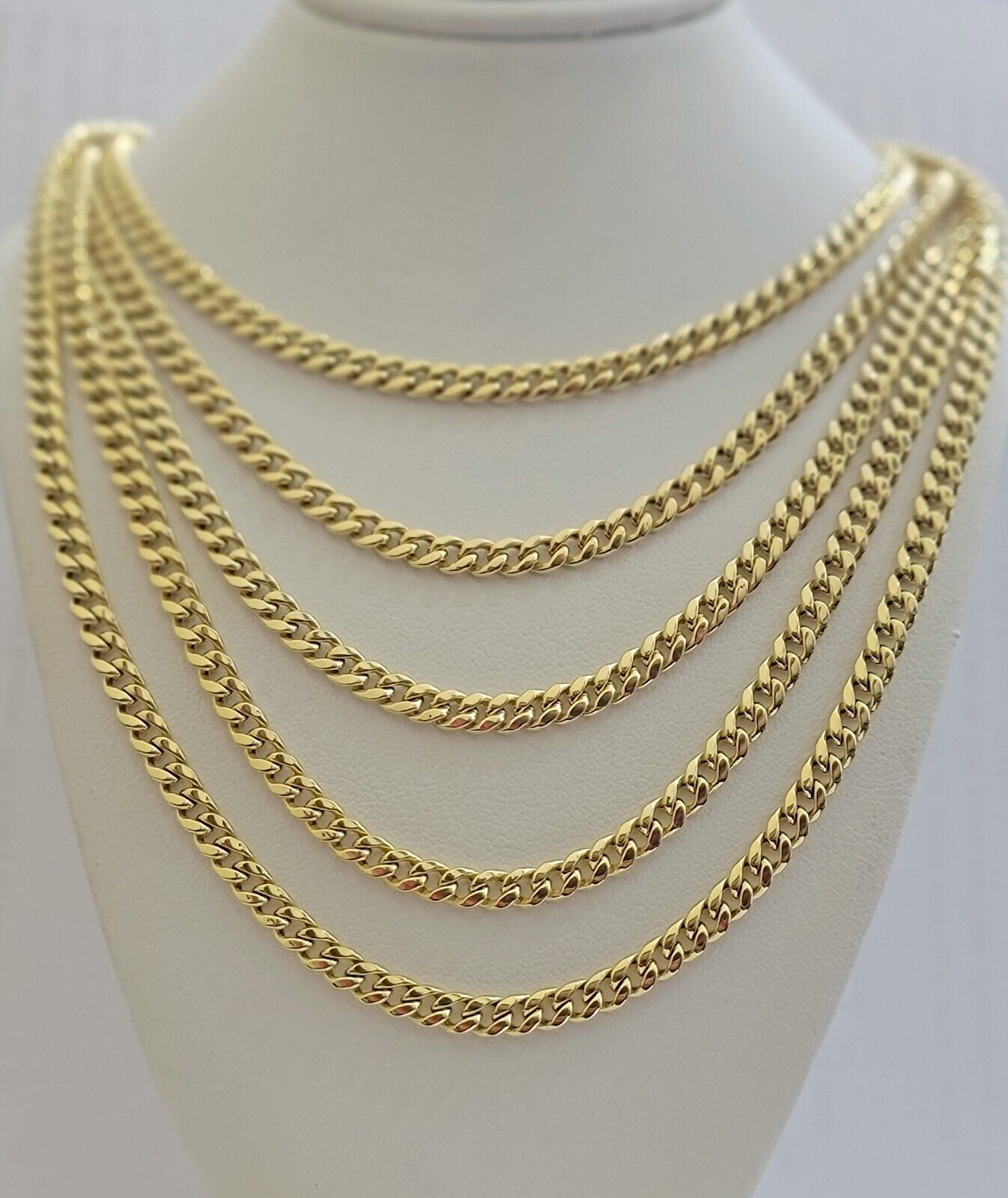 Real 10k Gold Chain Necklace Miami Cuban Link 5mm 16"-28" 10kt Yellow Men Women