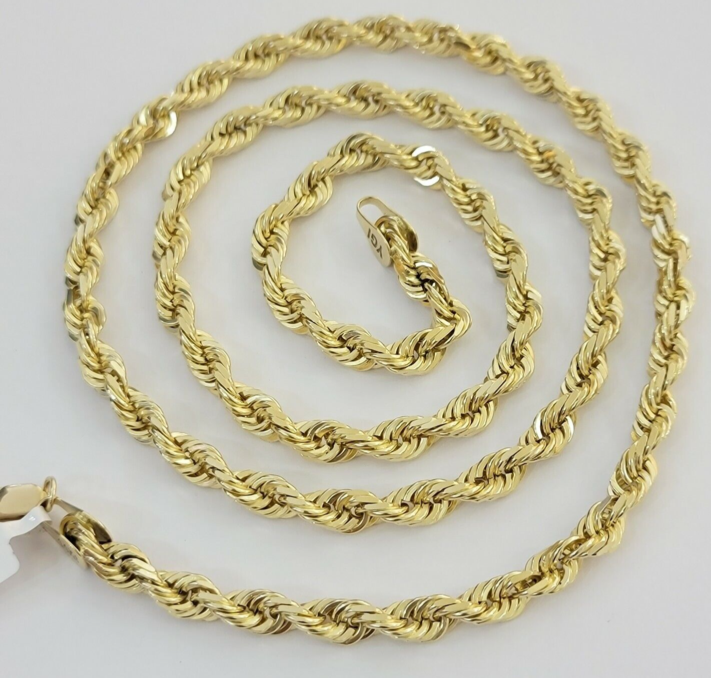 14k Yellow Gold Rope Chain Solid Necklace 6mm 24" Dimond Cut GURANTEED REAL GOLD