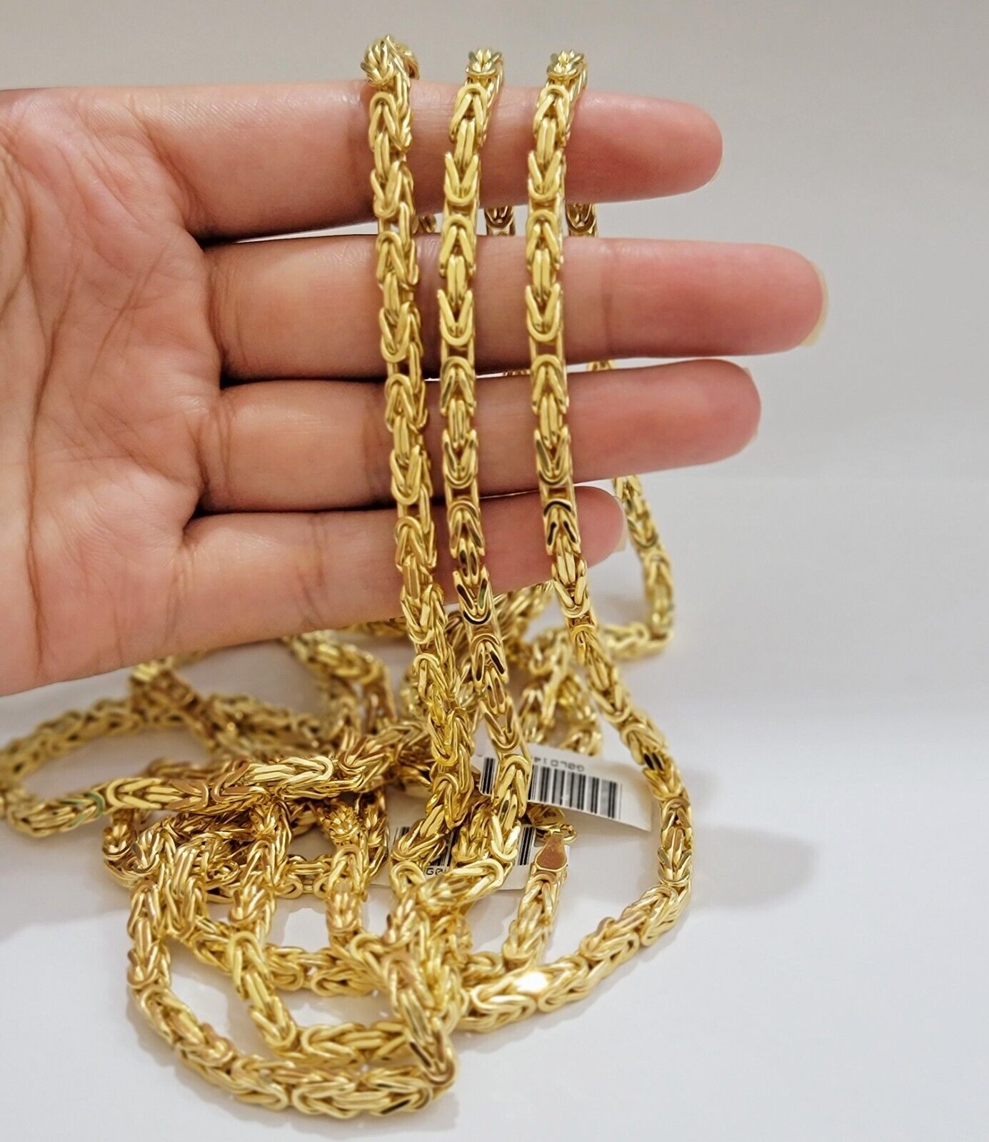 Real 14k Gold Necklace Byzantine Chain Mens 24 Inch Lobster 4mm 14kt Yellow Gold