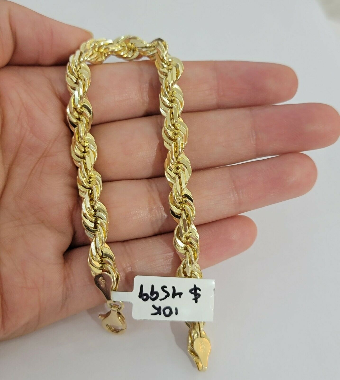 Solid 10k Real Gold Rope Bracelet 7mm 8" Inch 10kt Yellow Gold STRONG & HEAVY