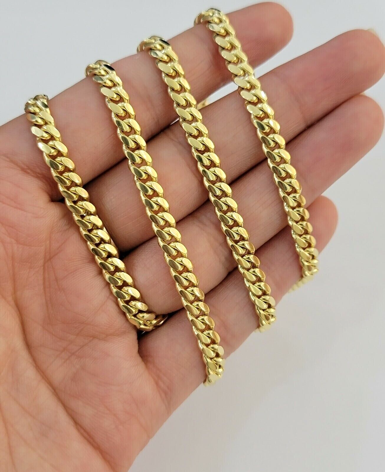 Solid 14k Yellow Gold chain 22 Inch Miami Cuban Necklace 4mm STRONG Links REAL