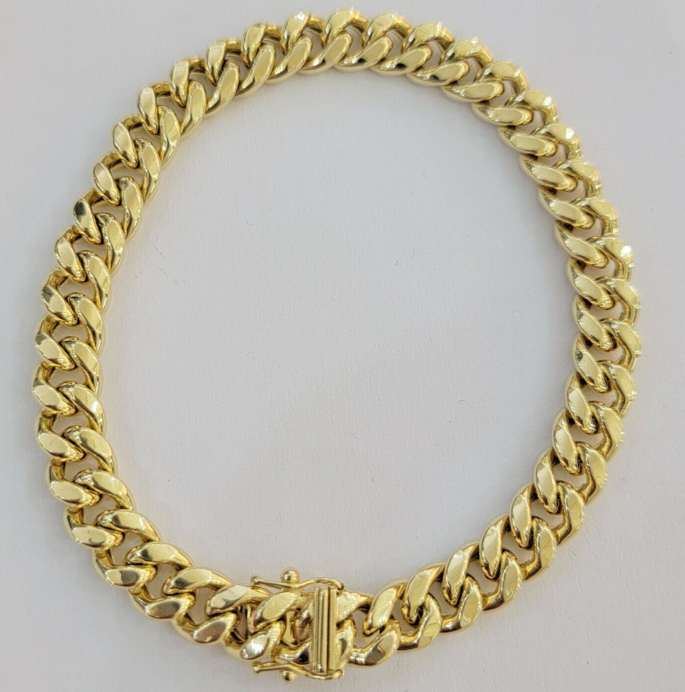 Mens 10K Yellow Gold Miami Cuban Link Bracelet 9mm 10 Inch long Box Lock  REAL