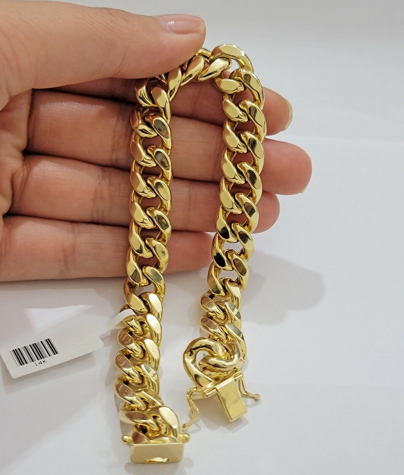 14k Gold Bracelet Miami Cuban Link 11mm 8.5 Inch Box Lock STRONG Mens Real 14KT