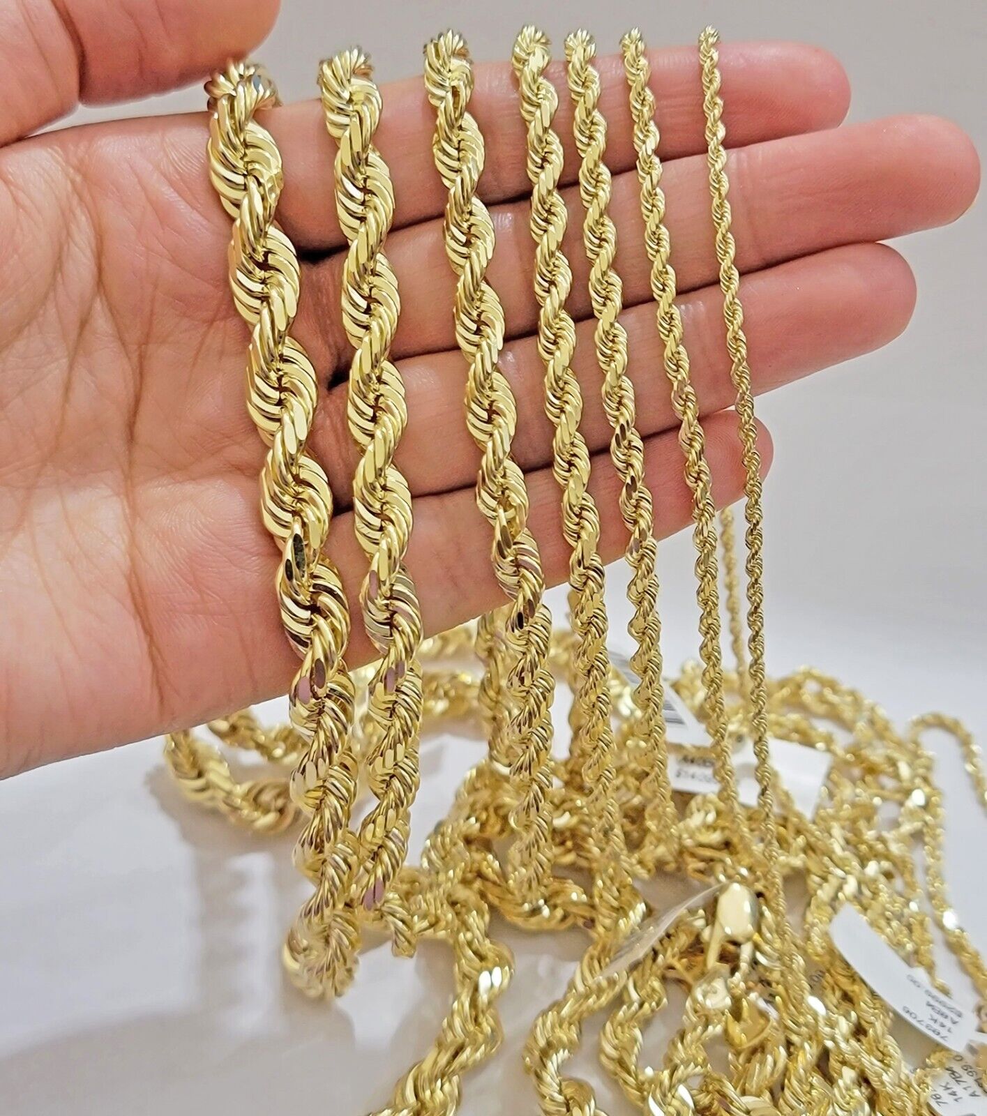 Real 14k Yellow Gold Rope Chain Solid Necklace 2mm-10mm  18