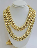 REAL 10k Yellow Gold Mens Chain 15mm Miami Cuban Link Necklace 30" inch & THICK