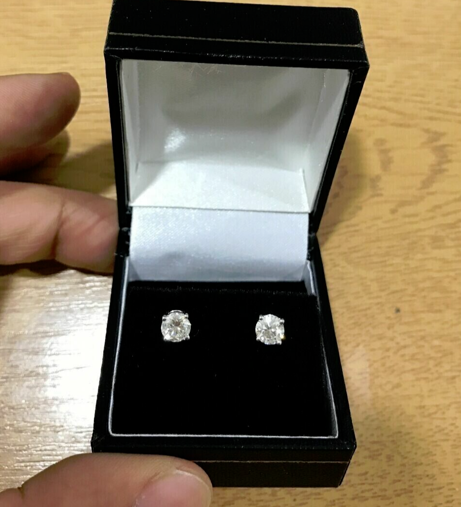 REAL 14k gold VS 1CT diamond Lab Created earring CHRISTMAS SALE With CERTIFICATE