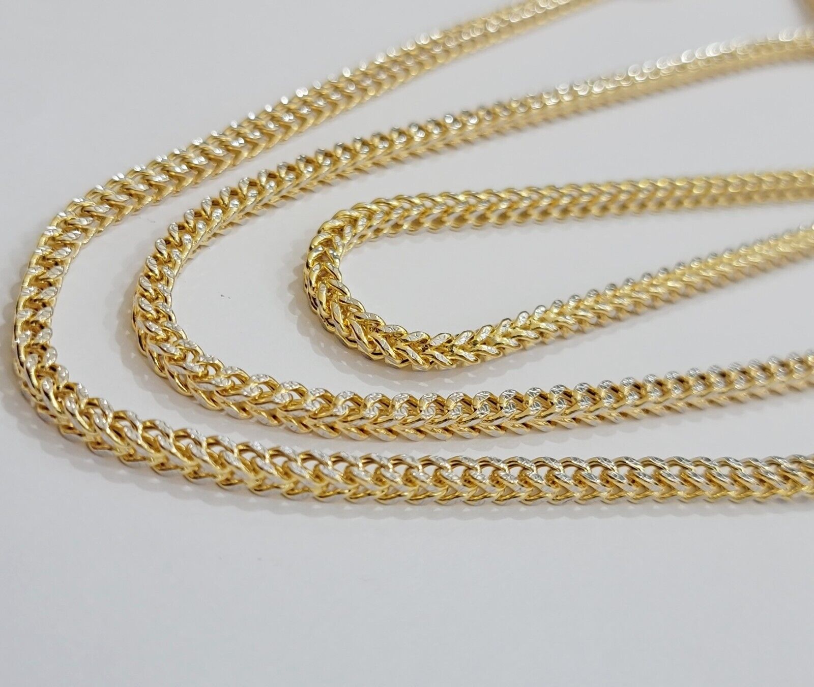 Real 14k Gold Chain Franco 3.5mm Necklace Diamond cut 20" Short 14kt Yellow Gold