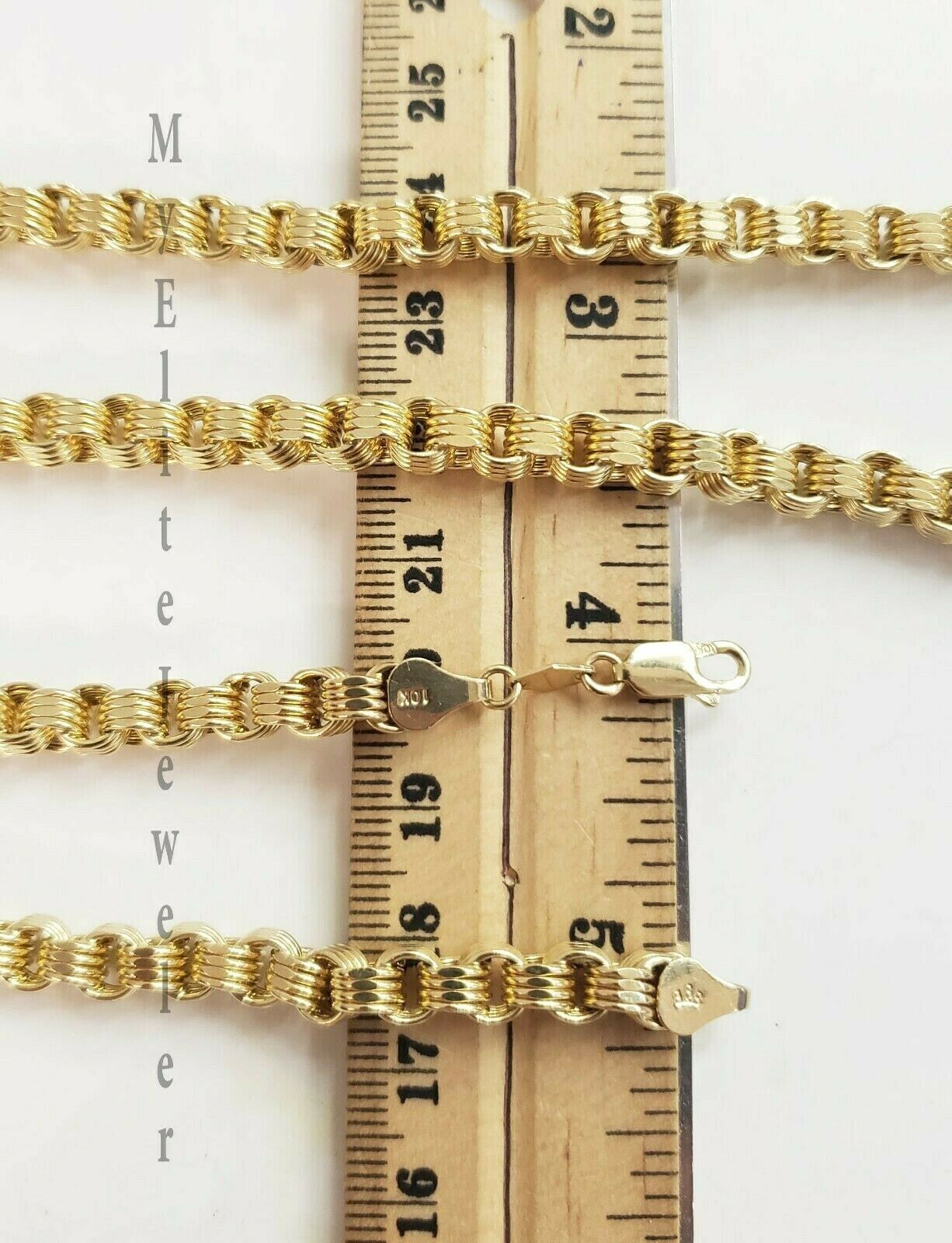 Men's & Ladies 10K Byzantine Chain Necklace 26 Inch 5mm Yellow Gold Lobster Lock