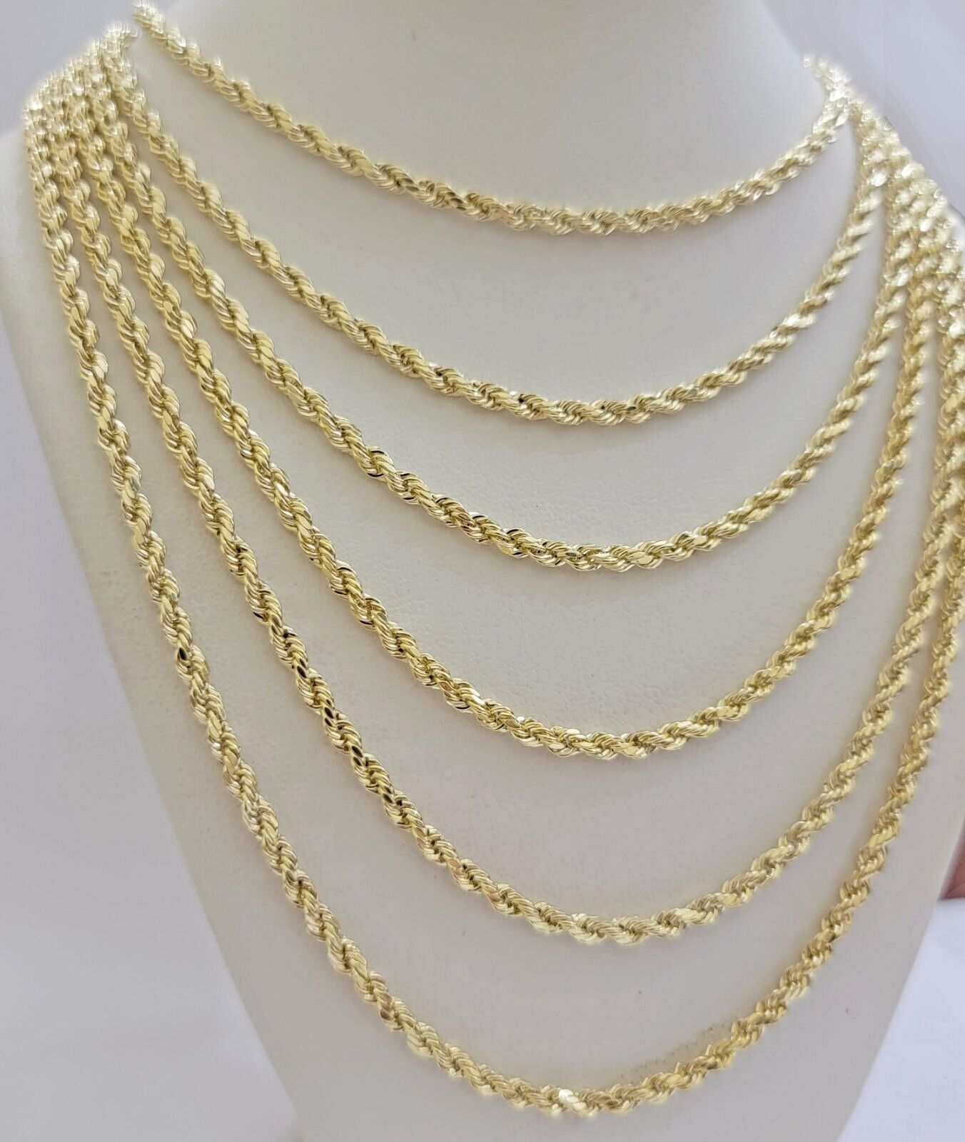 Real 14K Yellow Gold Rope Chain Necklace 28 inch 3mm Diamond Cut Men Women Solid